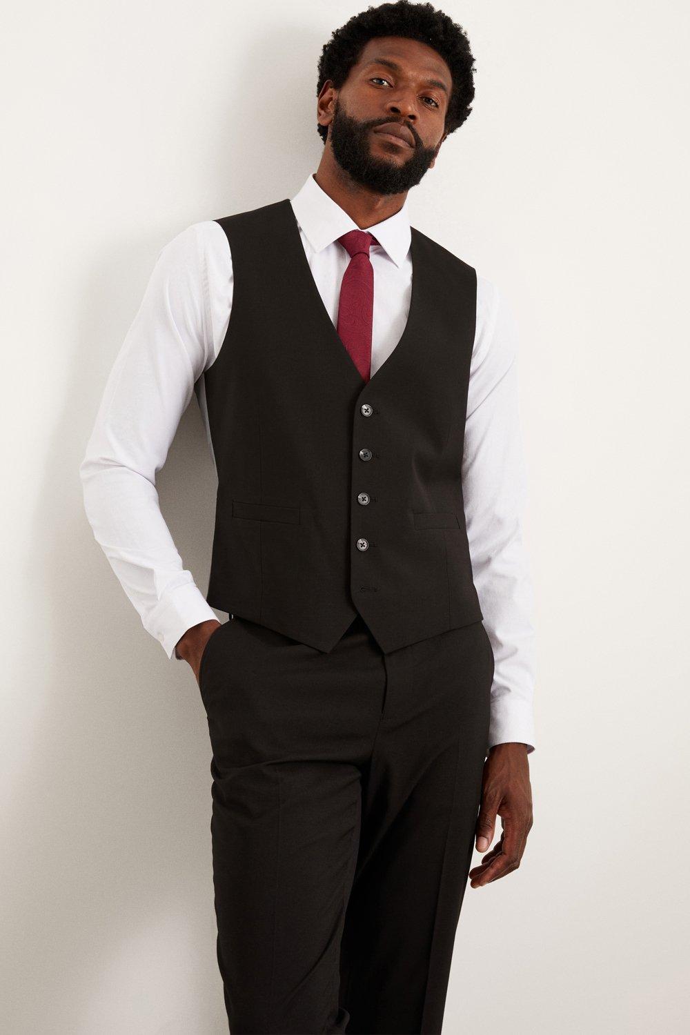 Mens Plus Tailored Fit Black Essential Waistcoat