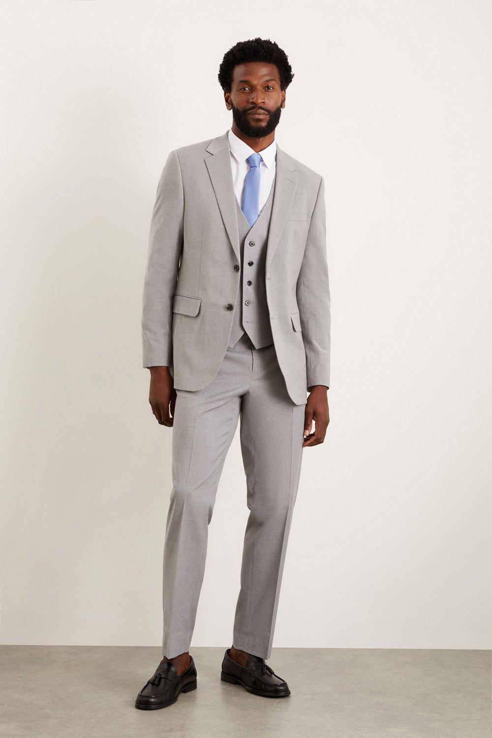 Mens Plus Tailored Fit Light Grey Essential Suit Trousers