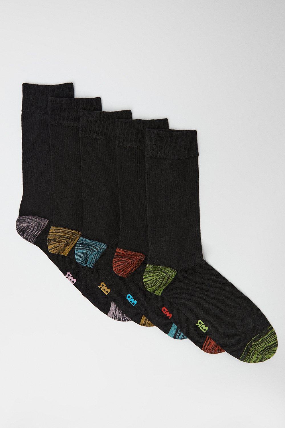 Mens 5 Pack Marl Coloured Toe Socks