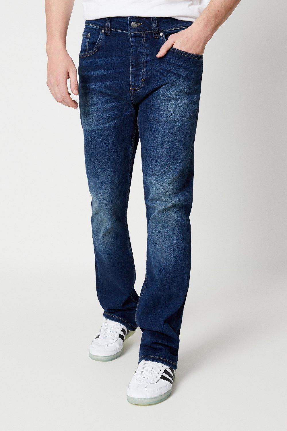 Mens Bootcut Mid Blue Jeans