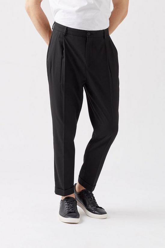 Burton Tapered Black Double Pleat Trousers 2