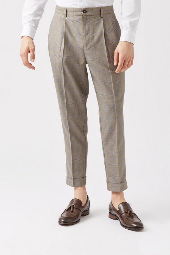 Burton Grey Check Double Pleat Tapered Trouser 1