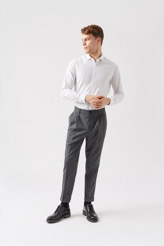 Burton Grey Double Pleat Tapered Trouser 1