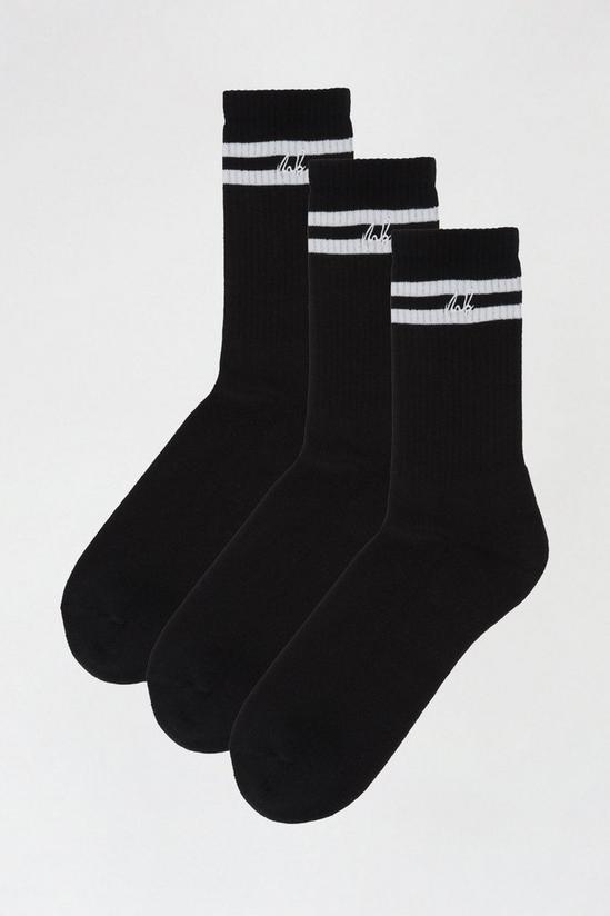 Burton 3 Pack Black Striped Crew Socks 1
