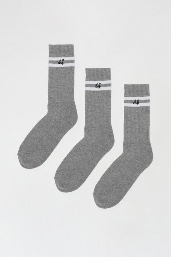 Burton 3 Pack Grey Striped Crew Socks 1