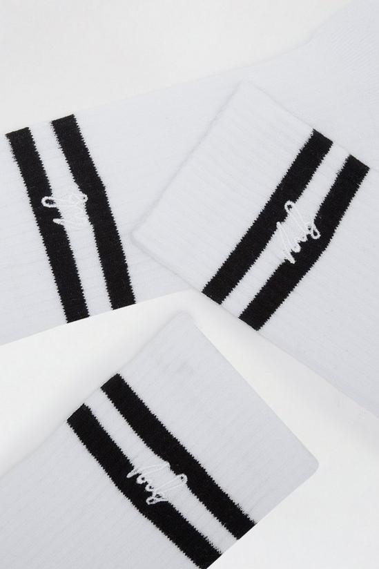 Burton 3 Pack White Striped Crew Socks 2