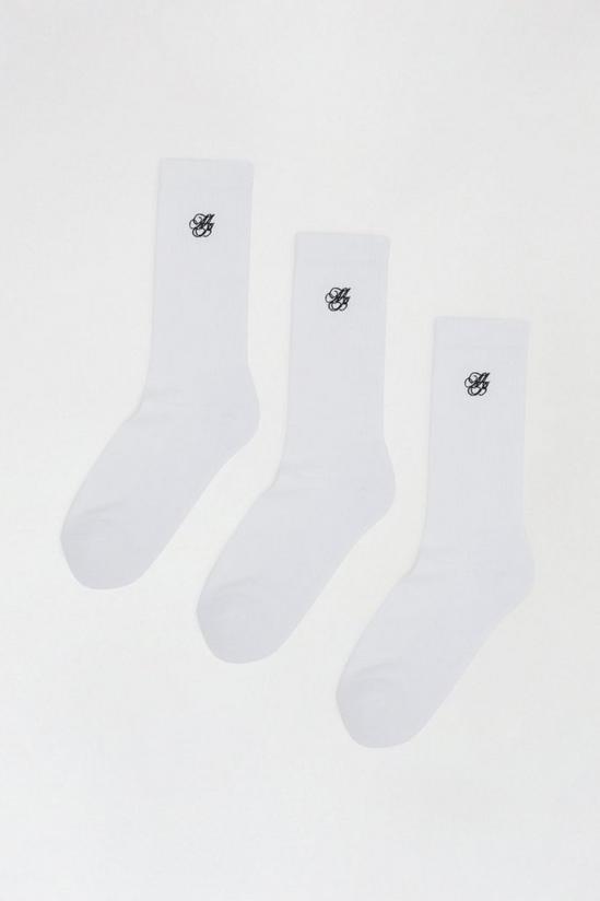 Burton 3 Pack White Embroidered Crew Socks 1