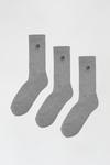 Burton 3 Pack Grey Embroidered Crew Socks thumbnail 1
