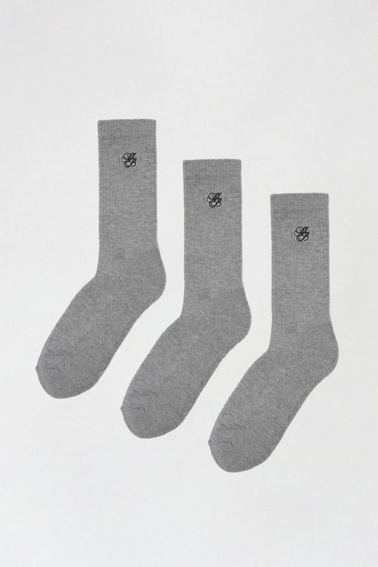 Burton 3 Pack Grey Embroidered Crew Socks 1
