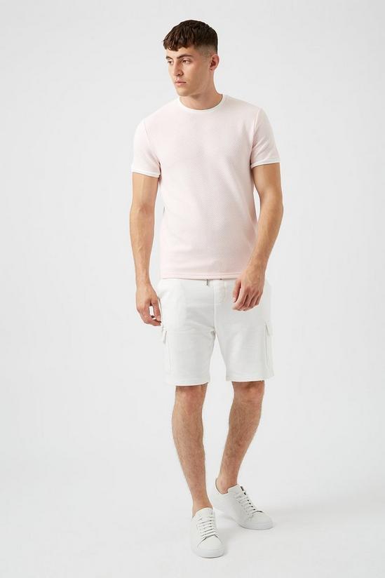 Burton Pink And Ecru Textured Ringer T-shirt 2