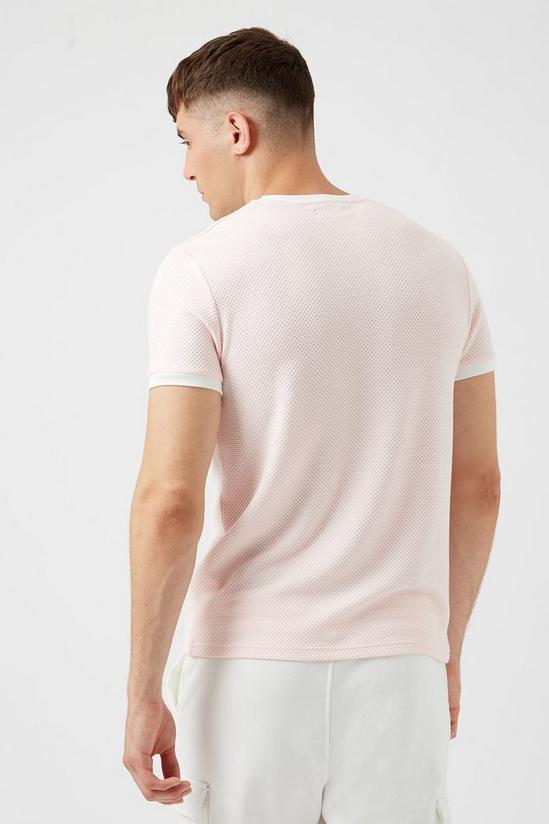 Burton Pink And Ecru Textured Ringer T-shirt 3