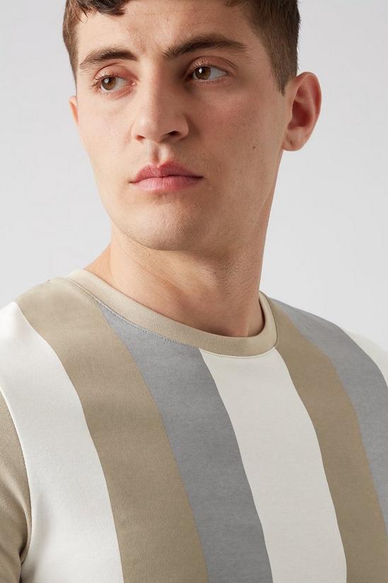 Burton Ecru Beige Grey Vertical Stripe T-shirt 4