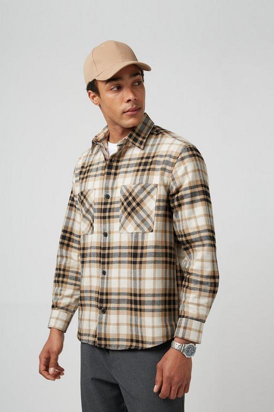 Burton Relaxed Fit Camel Check Overshirt 1