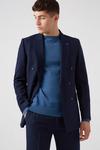 Burton Navy Pinstripe Slim Fit Suit Jacket thumbnail 1