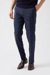 Burton Navy Highlight Check Slim Fit Suit Trousers thumbnail 2