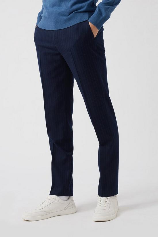 Burton Navy Pinstripe Slim Fit Suit Trousers 2