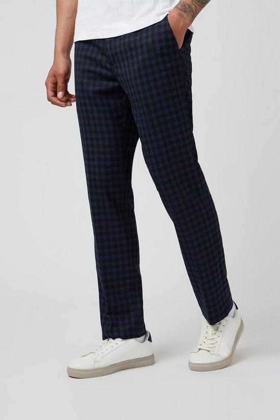 Burton Navy Gingham Check Slim Fit Suit Trouser 2