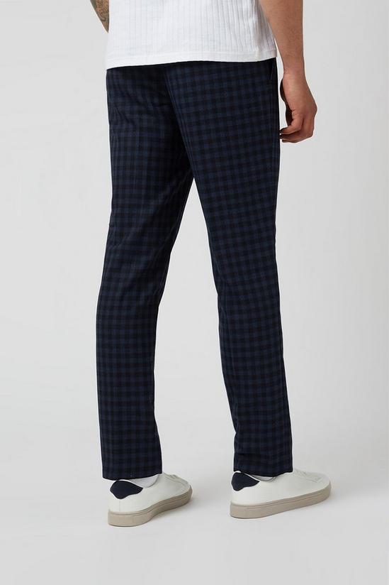 Burton Navy Gingham Check Slim Fit Suit Trouser 3
