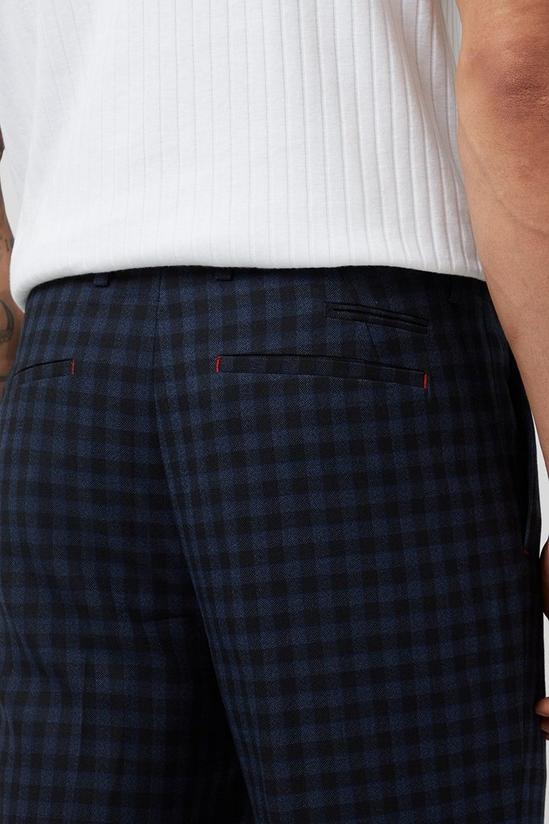 Burton Navy Gingham Check Slim Fit Suit Trouser 4
