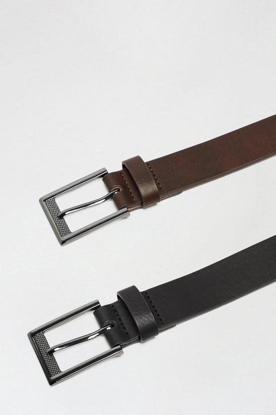 Burton 2 Pack Black And Brown Textured Buckle Belts 3