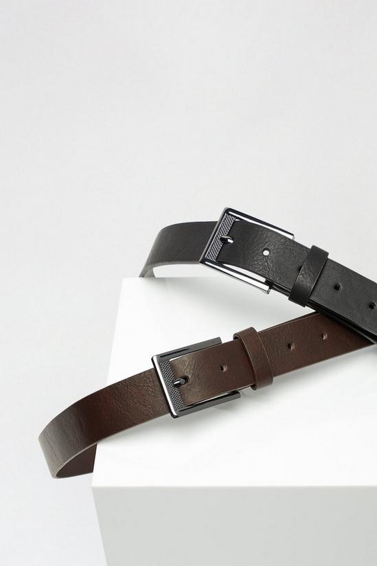Burton 2 Pack Black And Brown Textured Buckle Belts 4