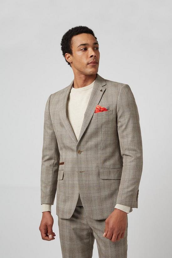 Burton Grey Highlight Check Slim Fit Suit Jacket 1