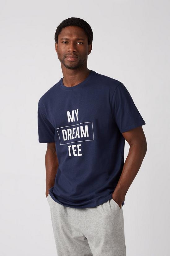 Burton Navy Slogan Printed T-Shirt & Grey Joggers Sleepwear Set 1