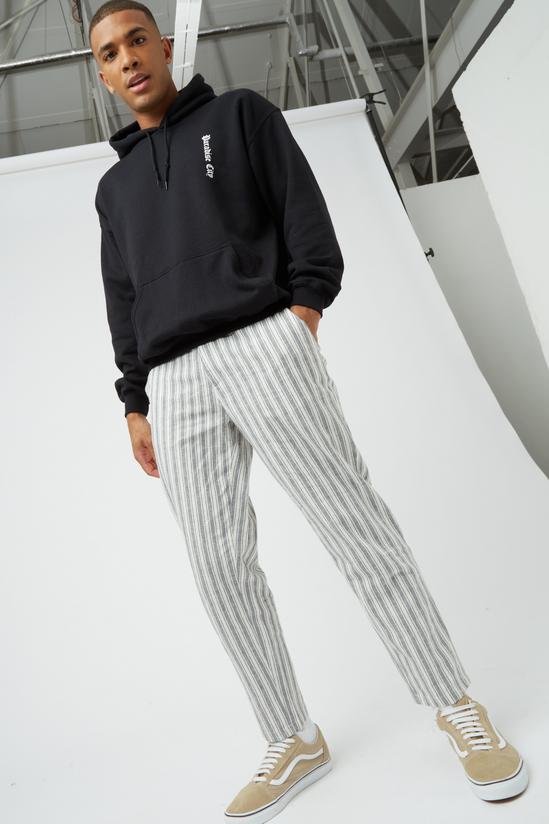 Burton Grey White Linen Stripe Trousers 1