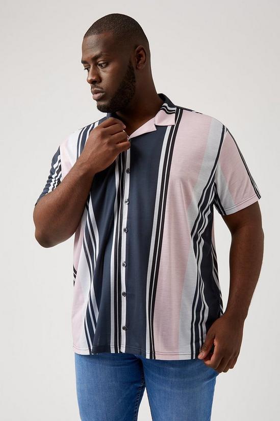 Burton Plus And Tall Navy And Pink Stripe Shirt 1