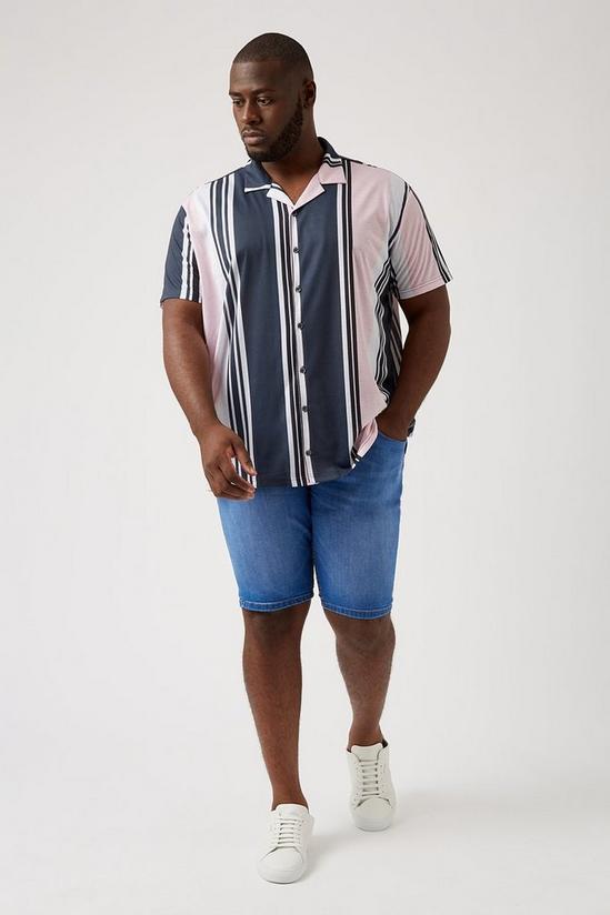 Burton Plus And Tall Navy And Pink Stripe Shirt 2