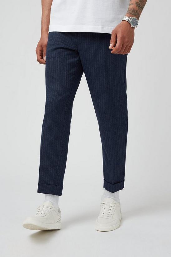 Burton Skinny Navy Stripe Jogger Trousers 2