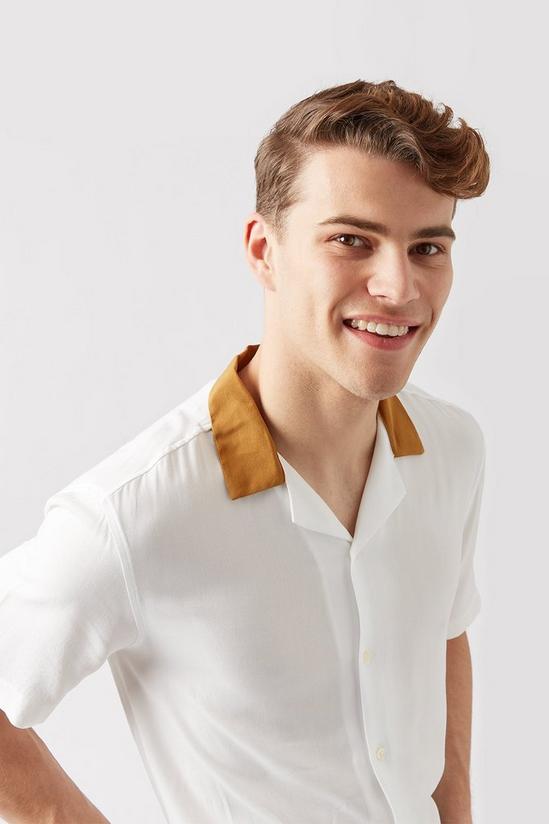 Burton Ecru Contrast Collar Revere Shirt 4