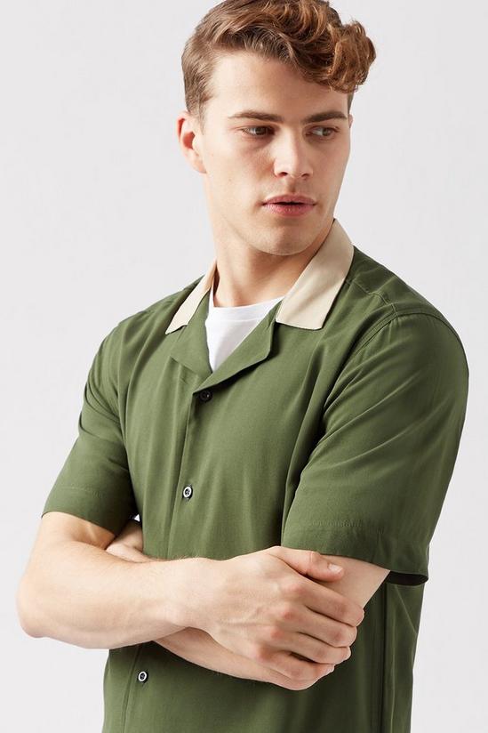 Burton Green Contrast Collar Revere Shirt 4