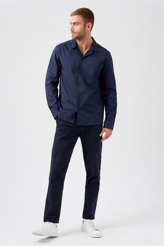 Burton Long Sleeve Navy Revere Collar Shirt 2