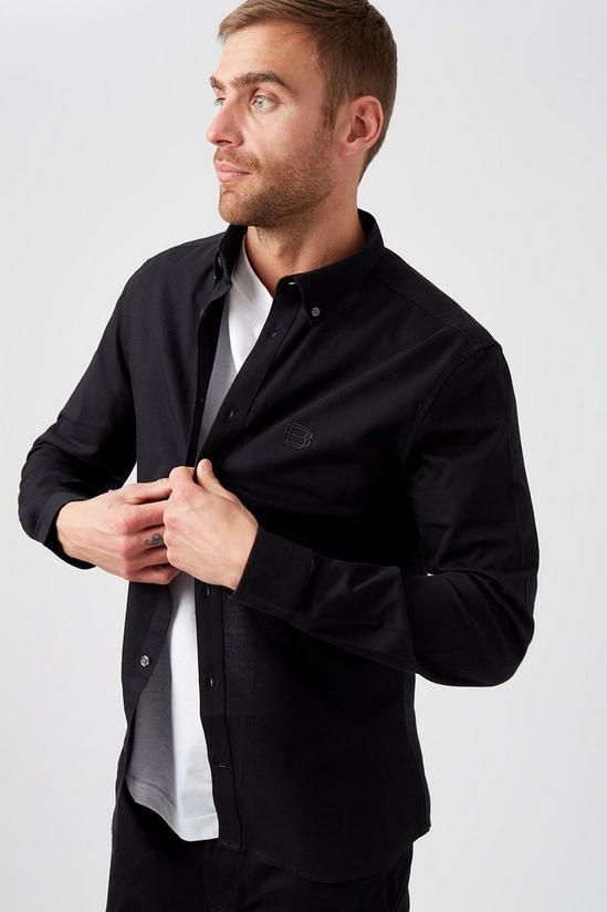 Burton Black Long Sleeve Muscle Fit Oxford Shirt 1
