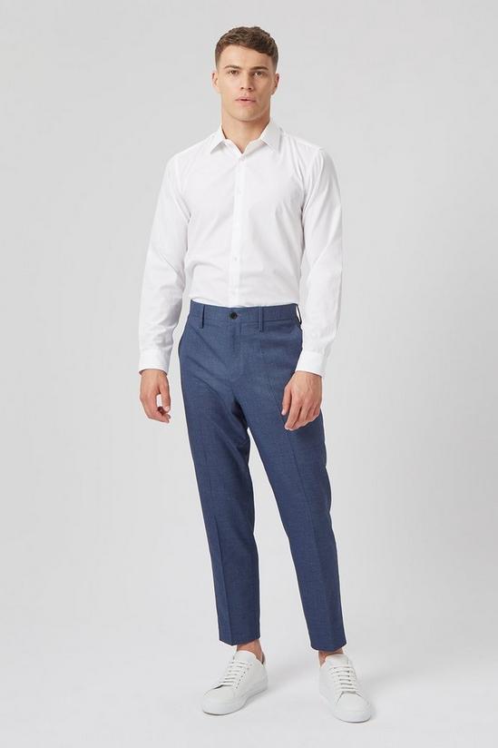 Burton Tapered Fit Blue Semi Plain Suit Trousers 1