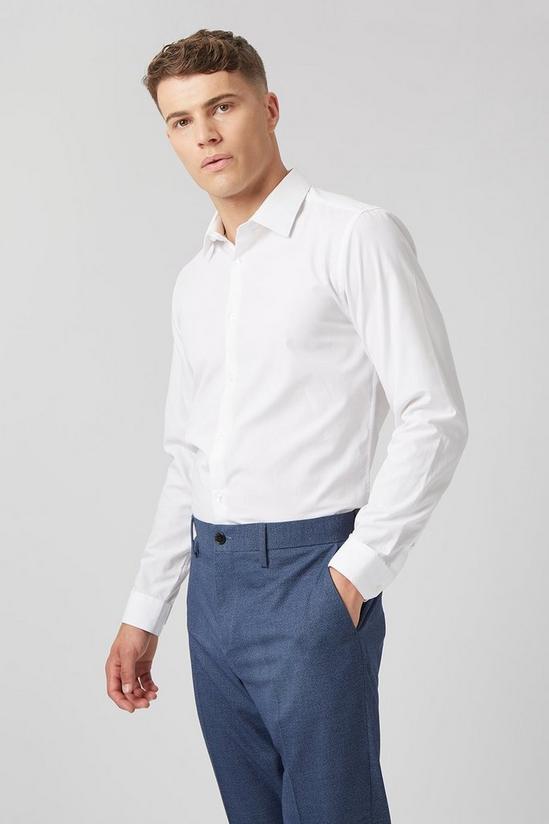 Burton Tapered Fit Blue Semi Plain Suit Trousers 4