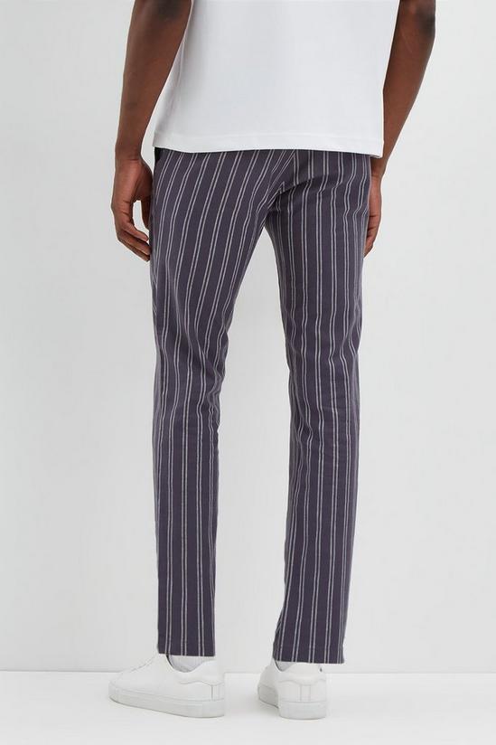 Burton Skinny Fit Navy Striped Oxford Trouser 3