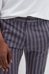 Burton Skinny Fit Navy Striped Oxford Trouser thumbnail 4