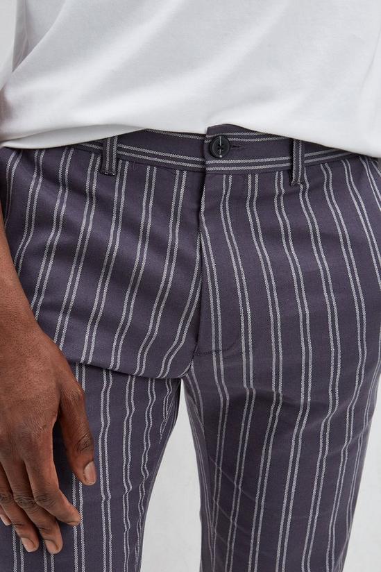 Burton Skinny Fit Navy Striped Oxford Trouser 4