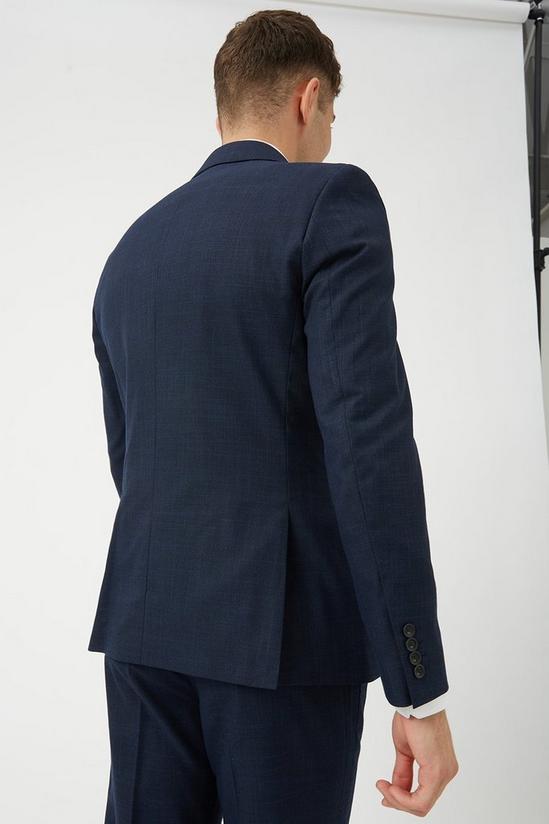 Burton Slim Fit Navy Textured Suit Jacket 3