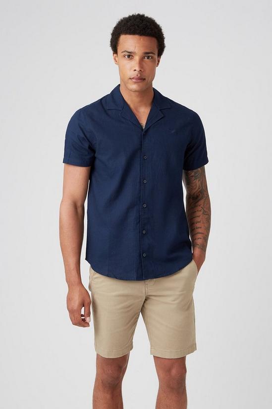 Burton Short Sleeve Navy Poplin Shirt 1
