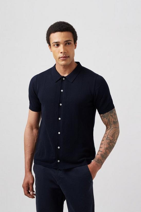 Burton Navy Short Sleeve Pointelle Shirt 1