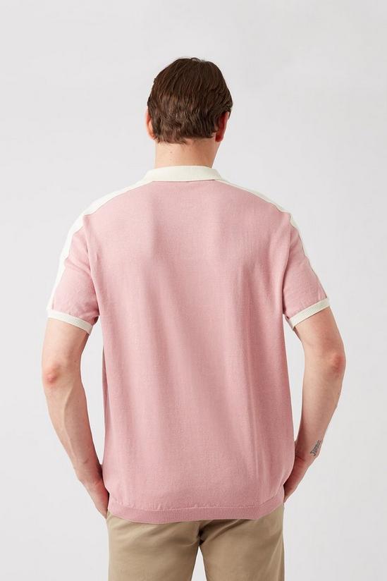 Burton Pink Relaxed Fit Overarm Stripe Knitted Polo 3