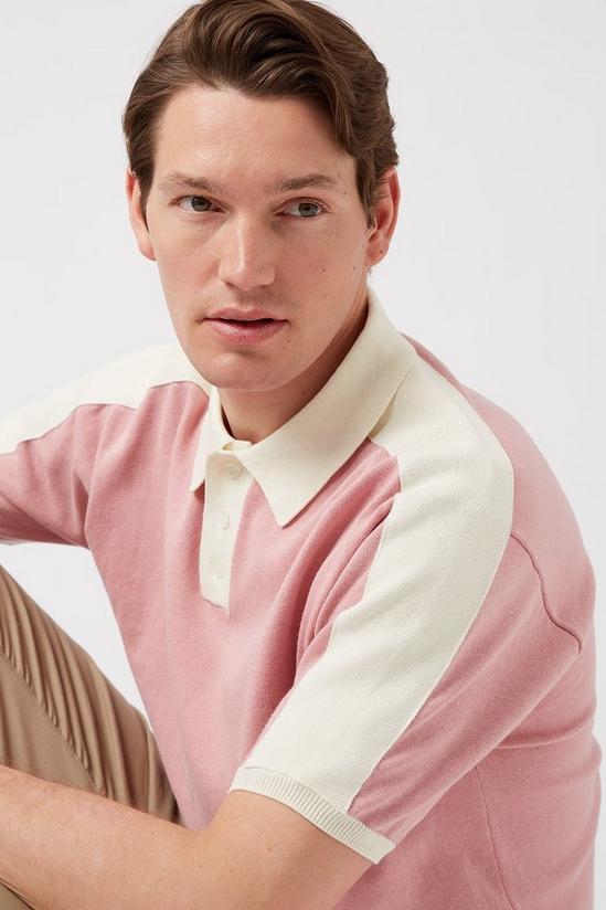 Burton Pink Relaxed Fit Overarm Stripe Knitted Polo 4