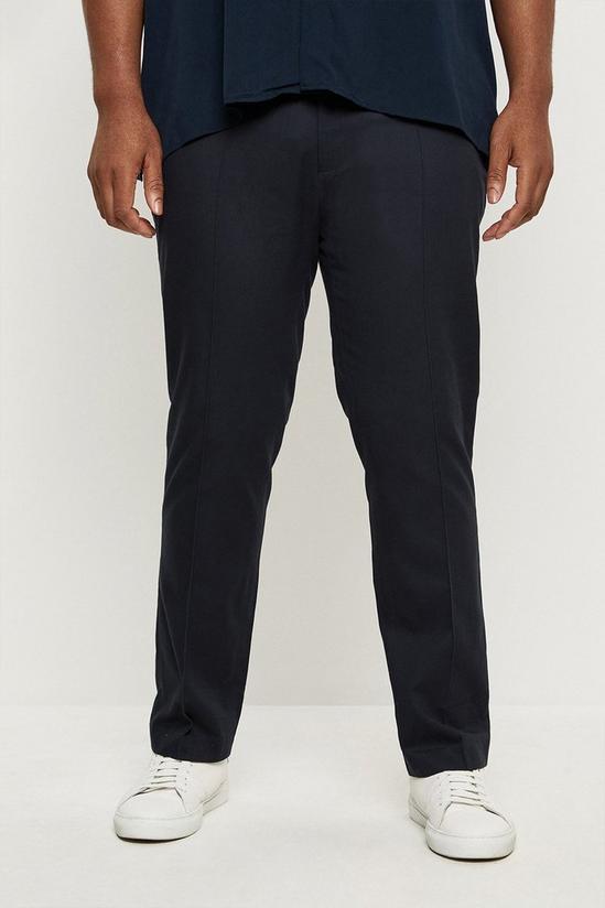 Burton Plus Skinny Fit Navy Pintuck Smart Trousers 1