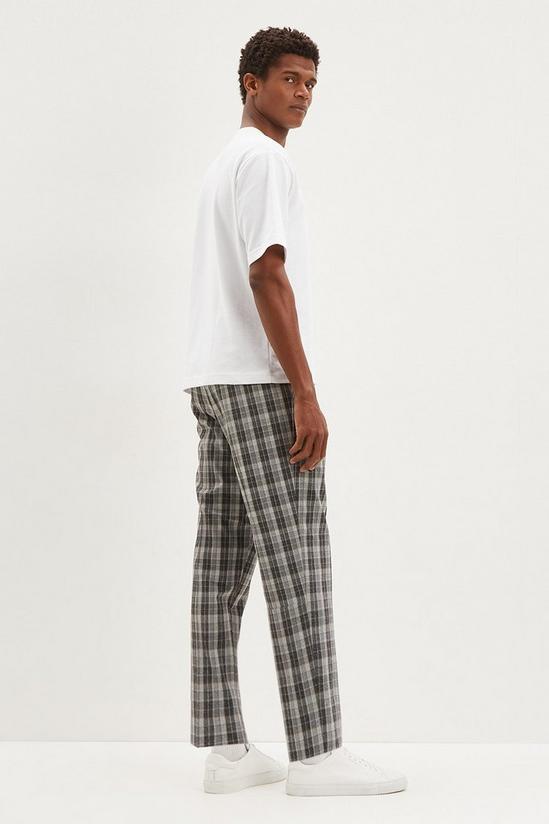 Burton Tapered Fit Cropped Grey Check Smart Trousers 3