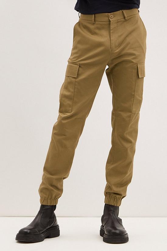 Burton Slim Fit Tan Cargo Trousers 1