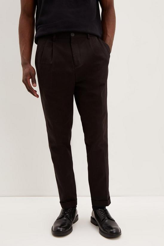 Burton Tapered Fit Black Pleat Front Smart Trousers 2
