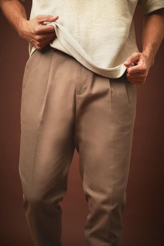 Burton Slim Tapered Brown Double Pleat Trousers 4